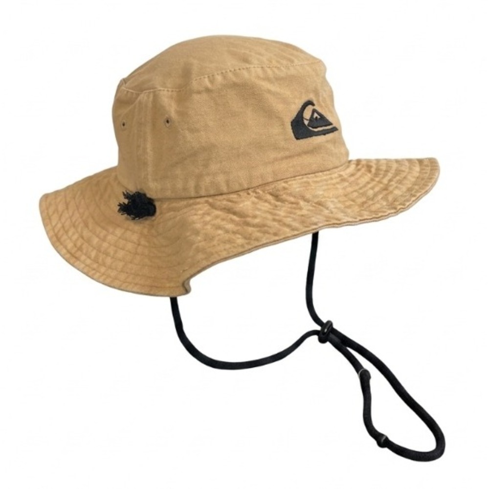 Quiksilver Mens Tan Cotton Boonie Bucket Hat Adjustable Drawstring Size S/M